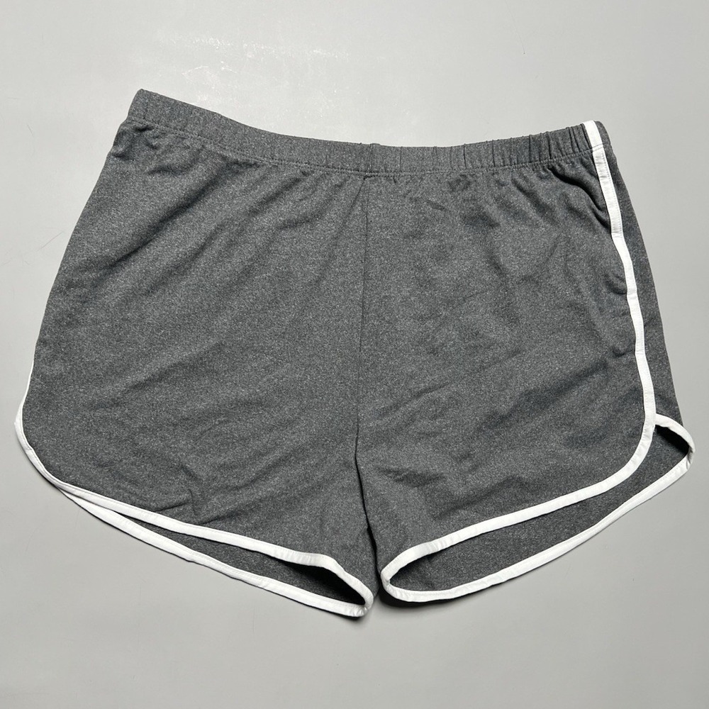 Moral Society Women's Gray/White Athletic Shorts L Stretch Elastic Waist